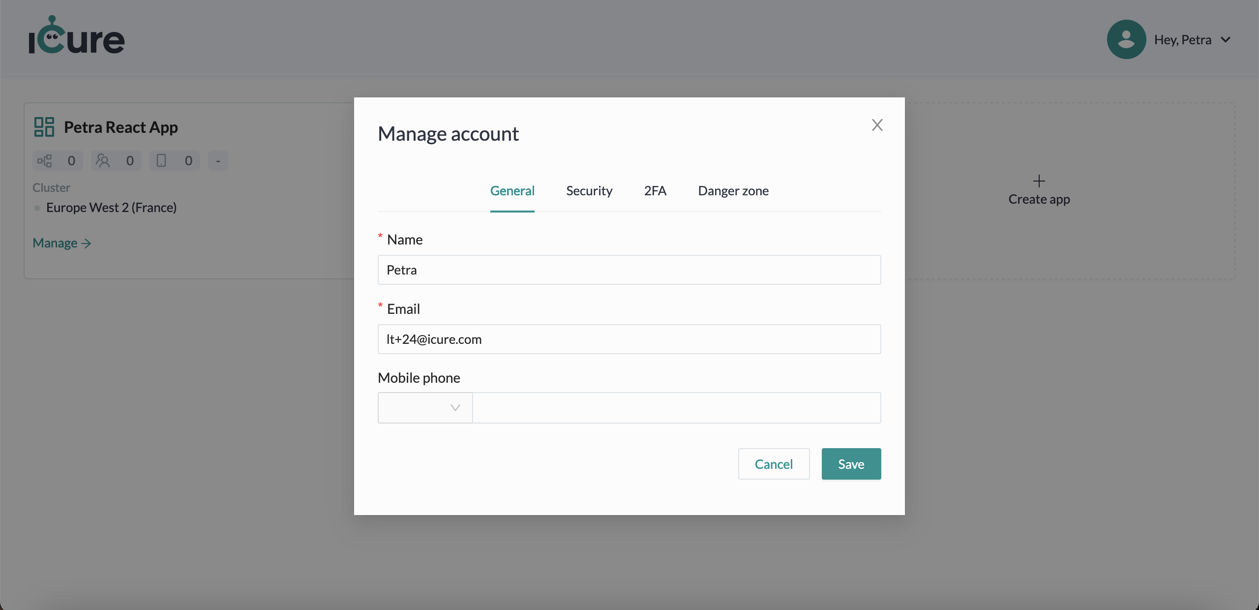 Manage account general